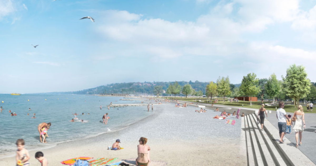 Nouvelle Plage des EauxVives à Genève ouverture de la baignade à l