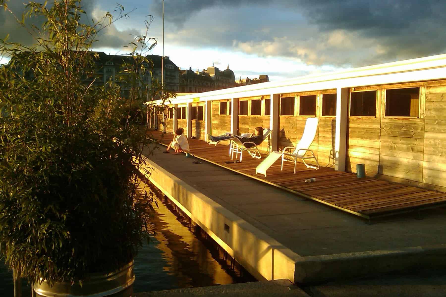 Sauna de l'espace bien-être des Bains des Pâquis